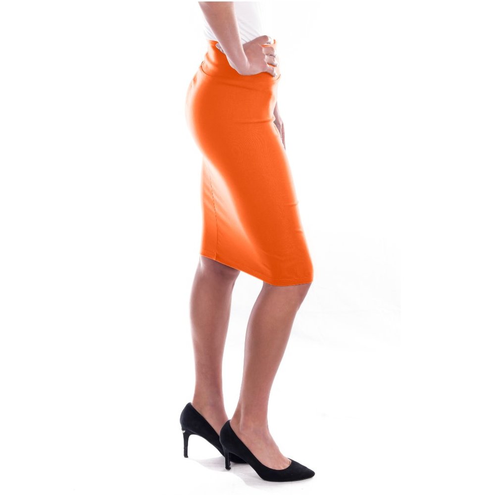 Professional Women Pencil Skirt, D1114, Orange - Picture 2 of 6